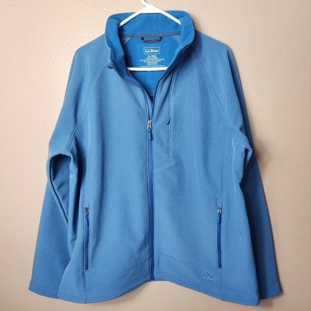 LL Bean Mens Pathfinder Medium Blue Softshell Jacket-Size XL